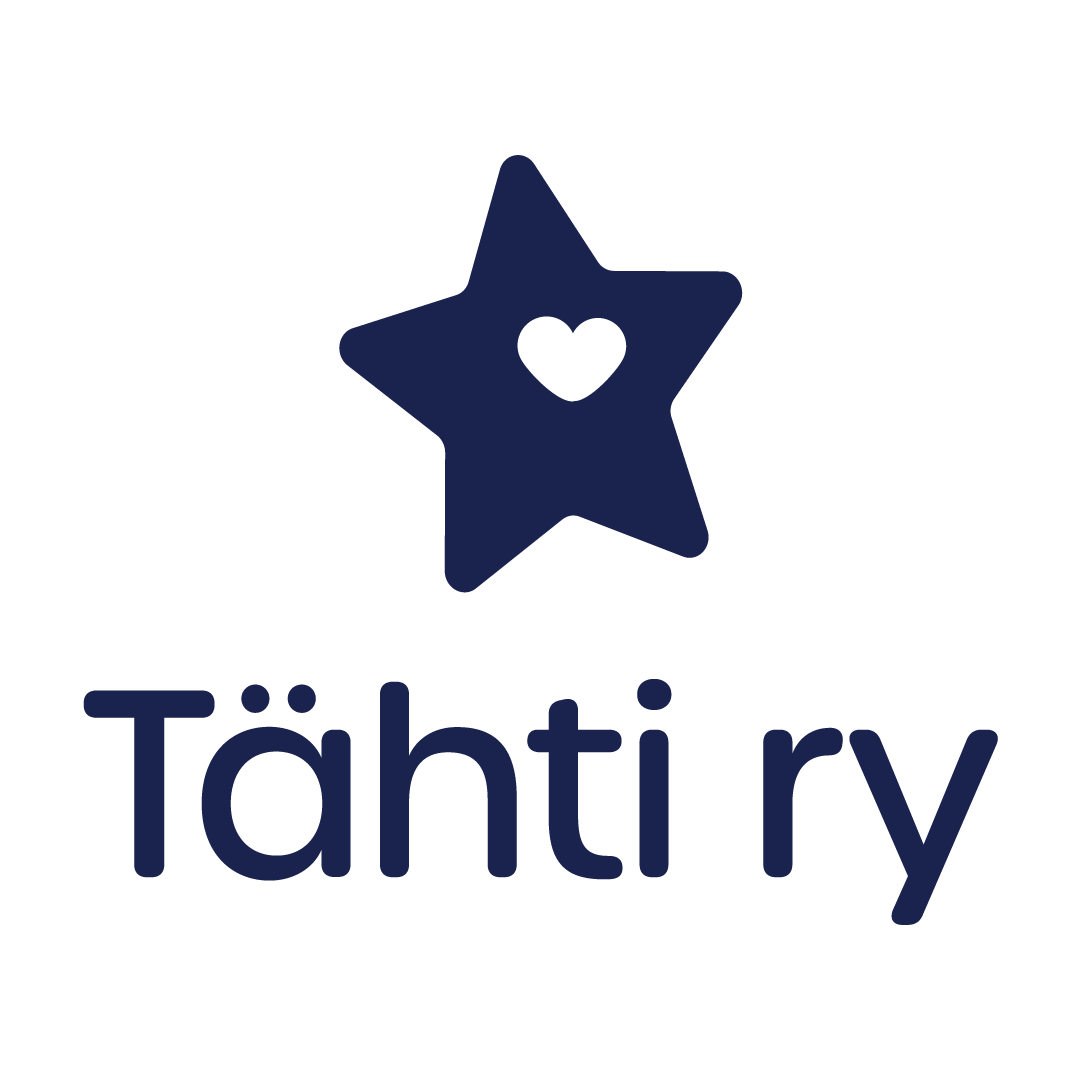 Tähti ry logo, jossa tumman tähden päällä pieni valkoinen sydän