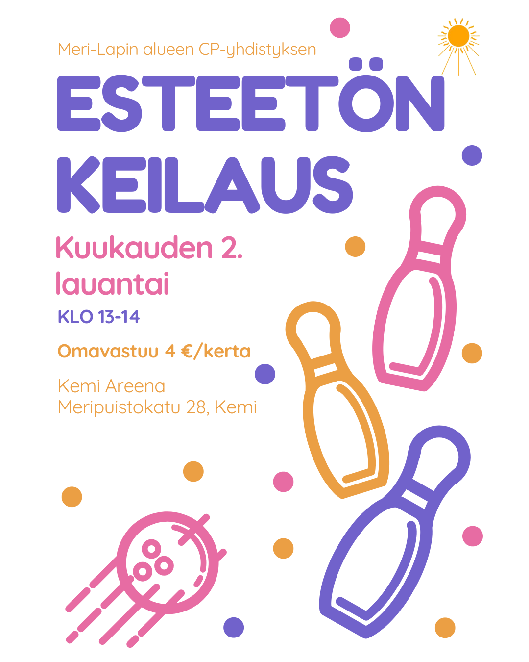 Mainos keilauksesta, jossa cp-liiton logo ja maininta keilausajoista